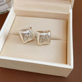 Textured Square And Round Clip On Earrings In Three Styles view 6