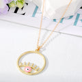 Gold Tone Open Circle Lash Evil Eye Pendant Necklaces view 3