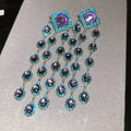 Blue Crystal Chandelier Earrings with Diamond Tops view 6