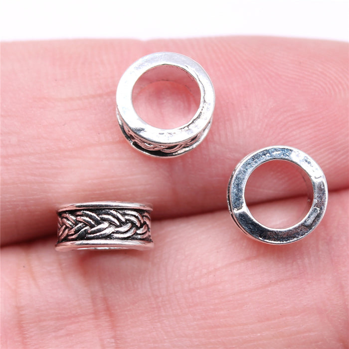 Braided Pattern Large Hole Metal Beads in Two Finishes