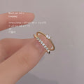Gold Tone Clear Stone Heart And Single Row Open Adjustable Rings view 1