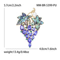 Purple Grape Cluster Brooch with Iridescent Shell Leaves view 6