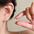 Small Silver Tone Hoop Earrings with Colorful Enamel Motifs view 6