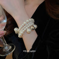 Multi Strand White Pearl Coil Bracelets Mixed Accents view 4