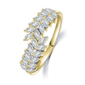 Gold White Tone Marquise Leaf Wheat Band Ring Sizes 6-10 view 7