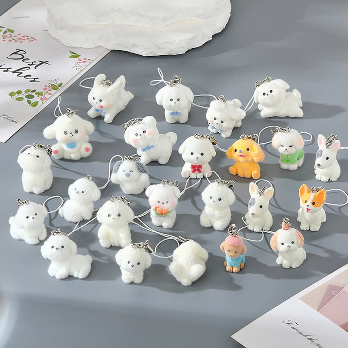 Flocked Resin Dog Phone Strap Charms Lobster 23 Styles