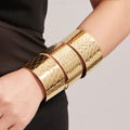 Wide Open Cuff Bangle Bracelet Embossed Pattern Armband Styles view 3