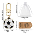 Enamel Soccer Ball Keychain Gold Metal Clip Black White view 2