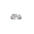 Silver Tone Double Buckle Clear Crystal Open Ring Design view 5