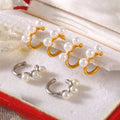 U-Shaped Ear Clips Three Imitation Pearls Gold Or Steel view 2