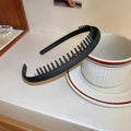 Black Matte Comb Tooth Headband With Inner Grip Row view 6