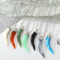 Silver Tone Resin Horn Pendant Necklaces in Seven Colors view 1