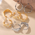 Irregular Hoop Earrings White Oil Drip Gold Silver Titanium view 4