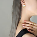 Gold Irregular Mother Pearl Pendant Necklace Stud Earrings view 6