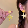 Colorful Resin Starfish Drop Earrings With Polished Metal Details view 2