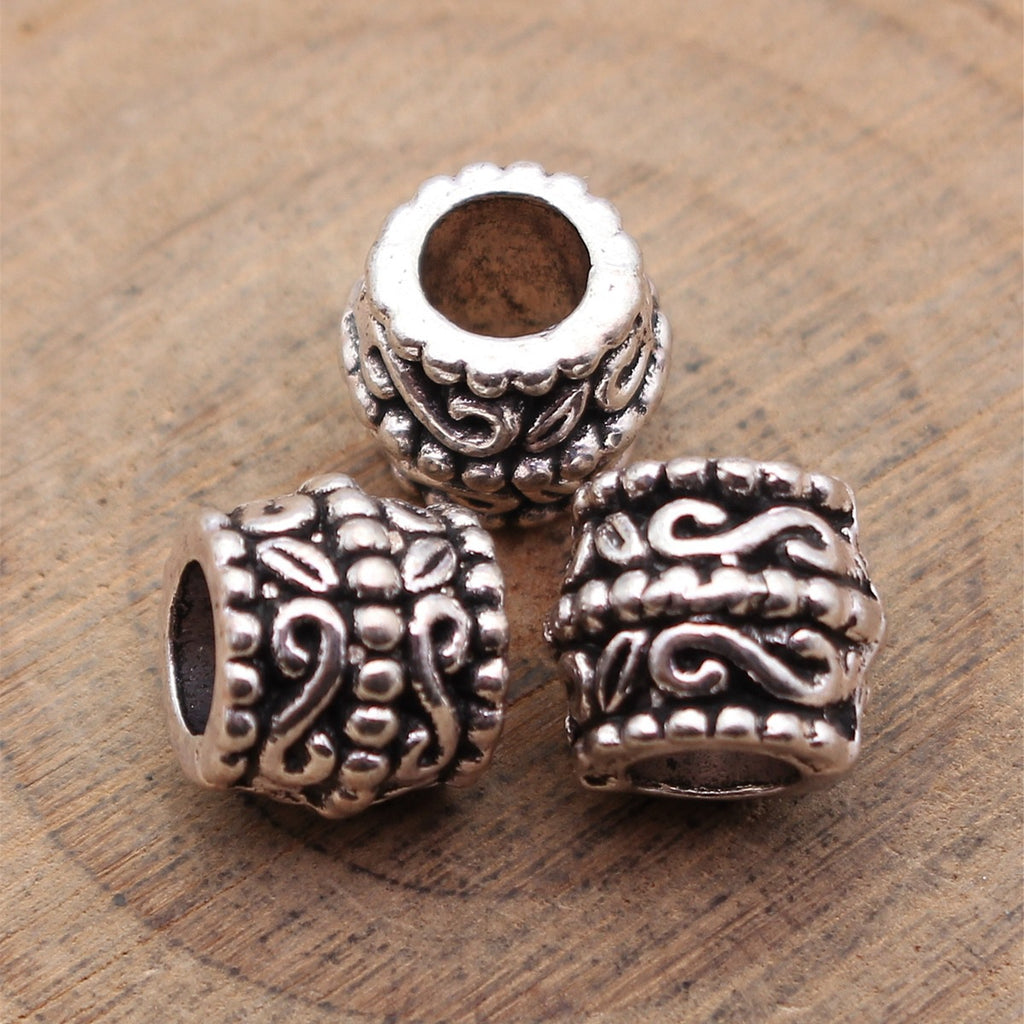 10x10x8.8mm 2g Multicolor Zinc Alloy Embossed Scroll Pattern Large Hole Beads for DIY Jewelry Making
