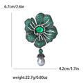 Pave Crystal Flower Brooch Pearl Drop Dark Metal Alloy view 6