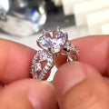 Silver Tone Round Stone Geometric Shoulder Ring Polished Metal Jewelry view 2
