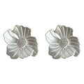 Silver-Tone Textured Flower Stud Earrings Matte Finish view 5