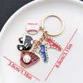 Red Blue Baseball Glove Shoe and Ball Metal Keychain view 6