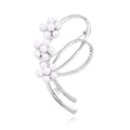 Flower Crystal Pearl Look Two Designs Metal Brooch Pin 6.5 x 3.9 cm view 6