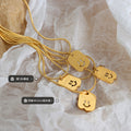Smile Tag Pendant Necklace Gold Black Or Clear Zircon Eyes view 2