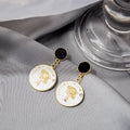 Cameo Profile Medallion and Black Top Statement Drop Earrings view 2