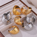 Gold Steel Twisted Multi Layer Half Hoop Earrings Titanium view 2