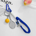 Woven Cord Tennis and Badminton Racket Keychain With Ball Charm view 4