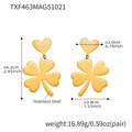 Brushed Gold Clover Heart Necklace Earrings Ring Set Pieces view 7