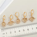Gold Tone Crystal Framed Rose Huggie Earrings in Five Shapes view 2