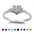 Heart-Shaped Solitaire Slim Ring In Ten Stone Colors view 2