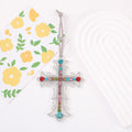 Silver Rhinestone Cross Ornament Metal Hanging Tree Charm view 3