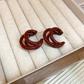 Red Enamel Hoop Earrings in Ten Sculptural Styles Decorative Jewelry view 11