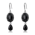 Silver Tone Oval Crystal Teardrop Openwork Crystal Four Designs Metal Dangle Earrings view 8