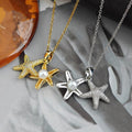 Double Starfish And Pearl Accent Pendant Necklace Set view 1