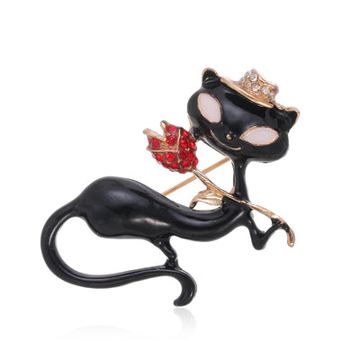 Front product view of the black cat brooch