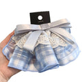 Blue Gingham Lace Ruffle Satin Bow Spring Hair Clip view 5