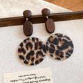 Brown Leopard Print Disc Drop Earrings in Three Bold Designs view 8