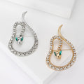 Rhinestone Coiled Snake Brooch Green Eyes Gold Silver Pin view 1