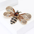 Gold Tone Bee Brooch Covered with Champagne Crystal Wings view 2