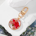 Gold Tone Round Pressed Flower and Fish Clip Keychains view 5