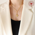 Gold Steel Heart Padlock OT Mixed Chain Necklace 45cm view 3