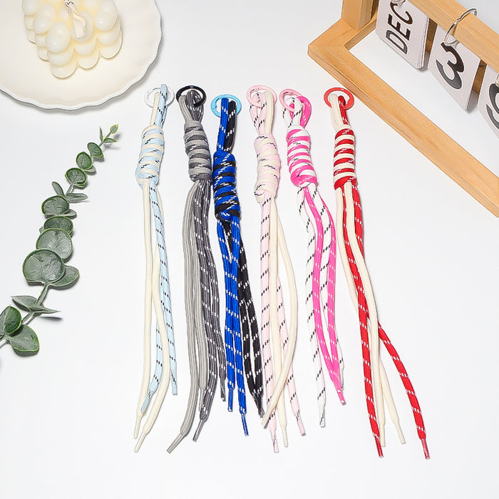 Braided Stripe Cord Tassel Keychain Bag Hang Strap