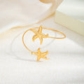 Gold and Silver Double Starfish Open Upper Arm Cuffs view 3