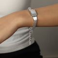 Watch-Style Mesh Bracelet Square Face Shell Stripe Crystal view 8