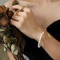Freshwater Pearl Bracelet Gold Love Rectangle Tag Clasp view 6