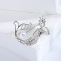 Rhinestone Mermaid Brooch Crown Pearl Tail Gold or Silver view 4