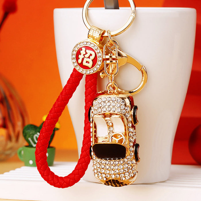 Jeweled Convertible Car Keychains in Five Colors and Sixteen Loop Options