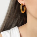 Bold Sculpted Open Hoop Earrings in Polished Gold Tone view 6